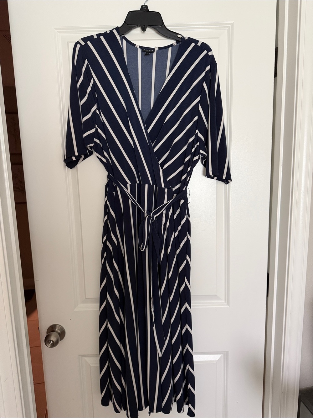 torrid Navy and White Striped Wrap Midi Dress